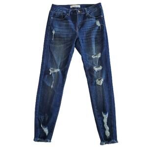 KanCan Penny Mid-Rise Ankle Skinny Jeans Destroyed Frayed Style KC5056LD 7/27